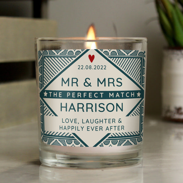 Personalised The Perfect Match Jar Candle in gift category Personalised Candles