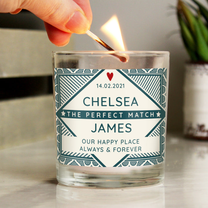 Personalised The Perfect Match Jar Candle - part of the Gifts Finder Personalised Candles collection