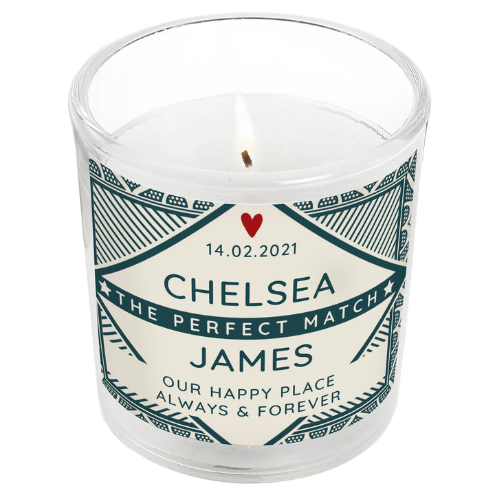 Personalised The Perfect Match Scented Jar Candle - part of the Candles & Reed Diffusers collection