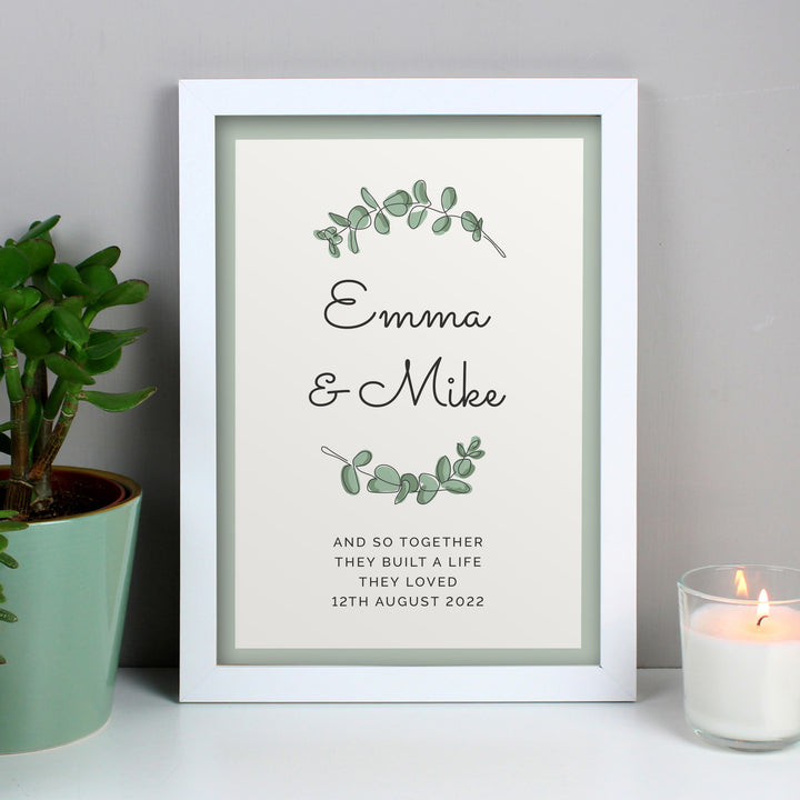 Buy Personalised Botanical A4 White Framed Print available now at www.giftsfinder.co.uk