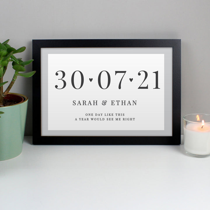 Personalised Special Date A4 Black Framed Print in gift category Framed Prints