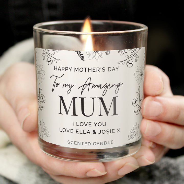 Personalised Mothers Day Floral Jar Candle - part of the Gifts Finder Personalised Candles collection