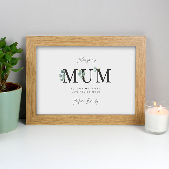 Buy Personalised Botanical Mum A4 Oak Framed Print available now at www.giftsfinder.co.uk