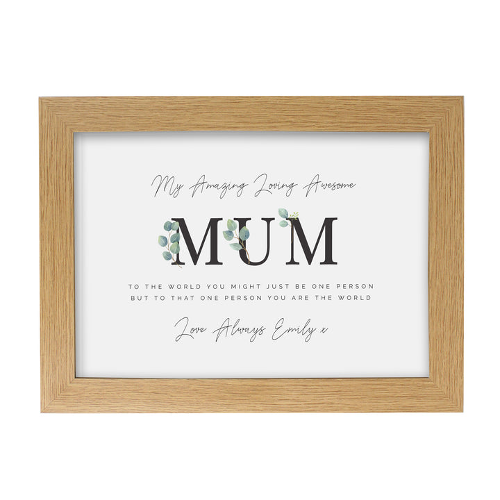 Buy Personalised Botanical Mum A4 Oak Framed Print available now at www.giftsfinder.co.uk