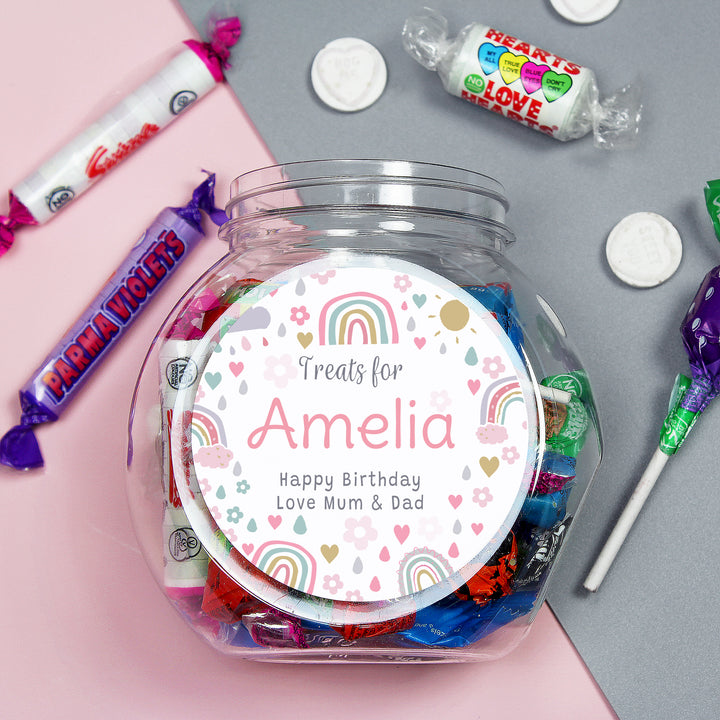 Personalised Rainbows & Sunshine Sweet Jar in gift category Personalised Sweets