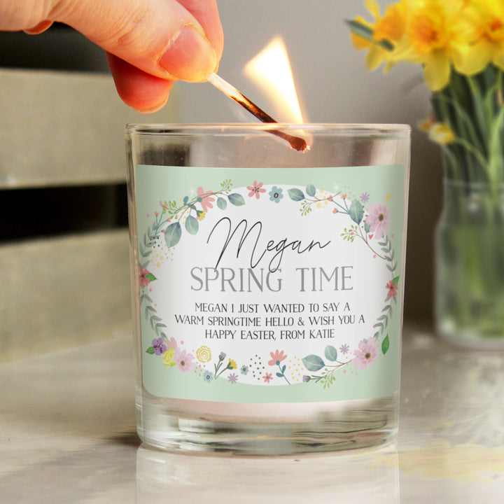 Personalised Springtime Jar Candle - part of the Gifts Finder Personalised Candles collection