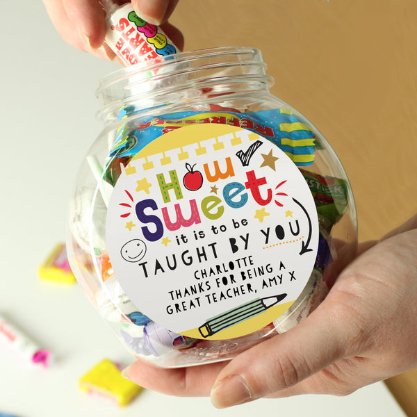 Personalised Shape Little Minds Sweet Jar in gift category Personalised Teacher Gifts