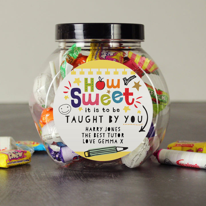 Personalised Shape Little Minds Sweet Jar in gift category Personalised Teacher Gifts