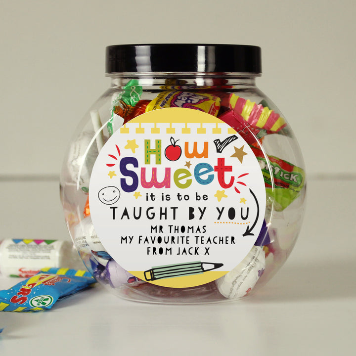 Personalised Shape Little Minds Sweet Jar in gift category Personalised Teacher Gifts