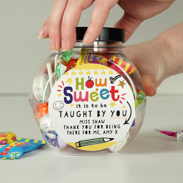 Personalised Shape Little Minds Sweet Jar in gift category Personalised Teacher Gifts