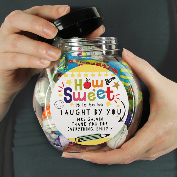 Personalised Shape Little Minds Sweet Jar in gift category Personalised Teacher Gifts