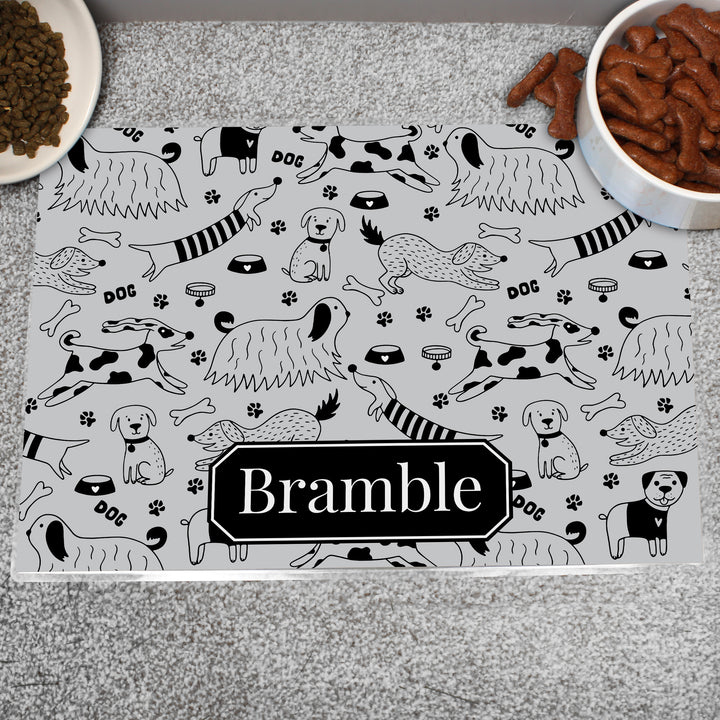 Buy Personalised Dog Print Pet Bowl Mat available now at www.giftsfinder.co.uk