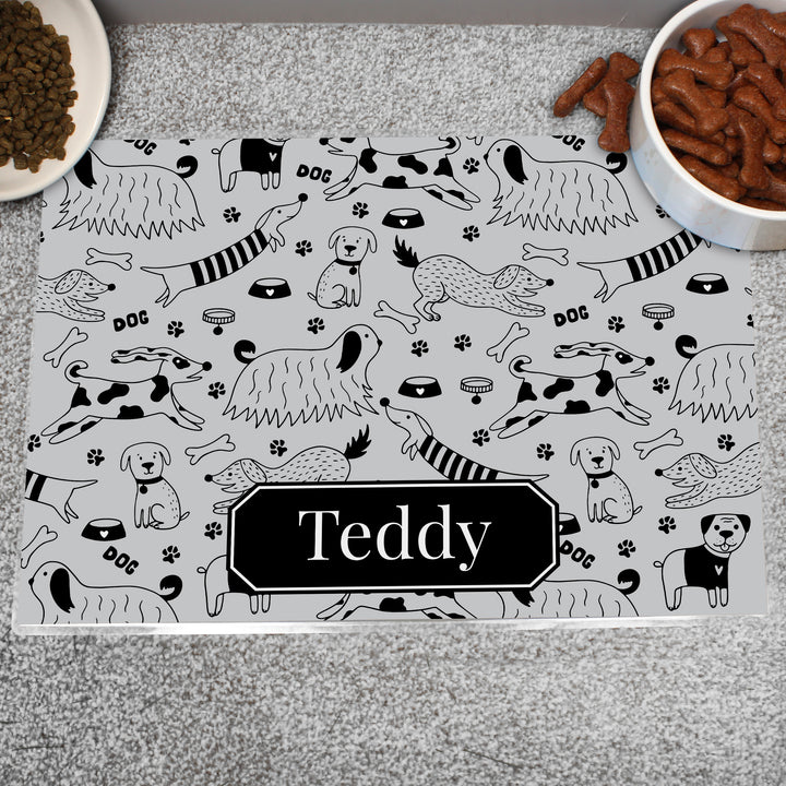 Buy Personalised Dog Print Pet Bowl Mat available now at www.giftsfinder.co.uk