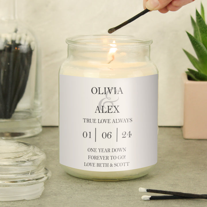 Buy Personalised Couples Large Scented Jar Candle available now at www.giftsfinder.co.uk