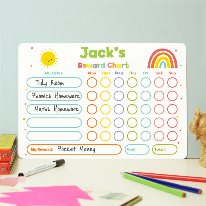 Personalised Rewards Chart & Dry Wipe Pen in gift category Personalised Pen & Pencil Gifts