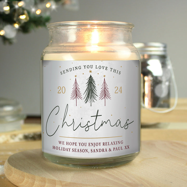 Personalised Sending You Love Christmas Large Scented Jar Candle in gift category Personalised Jar Candles