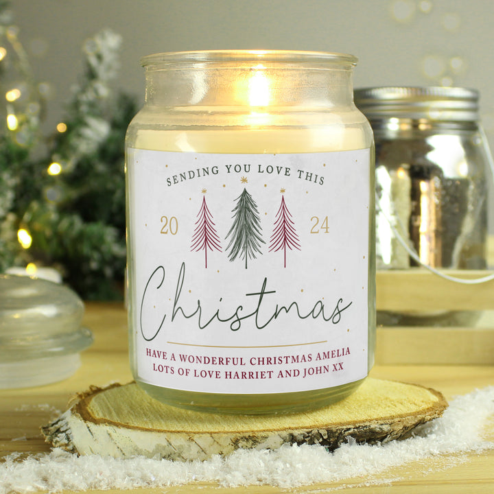 Personalised Sending You Love Christmas Large Scented Jar Candle in gift category Personalised Jar Candles