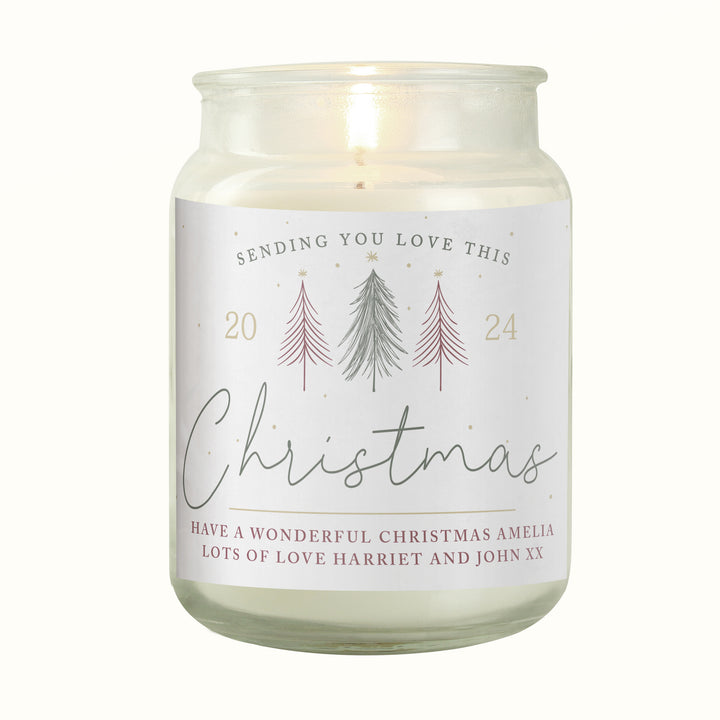 Personalised Sending You Love Christmas Large Scented Jar Candle in gift category Personalised Jar Candles