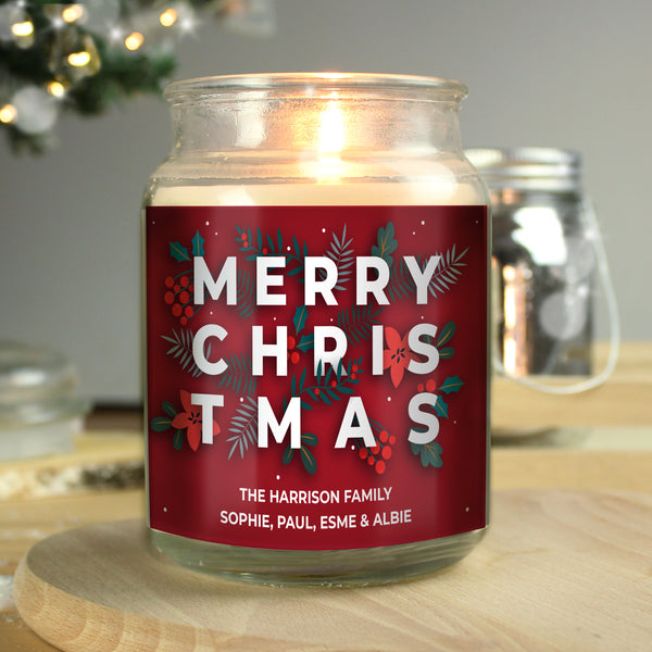 Buy Personalised Christmas Large Scented Jar Candle available now at www.giftsfinder.co.uk