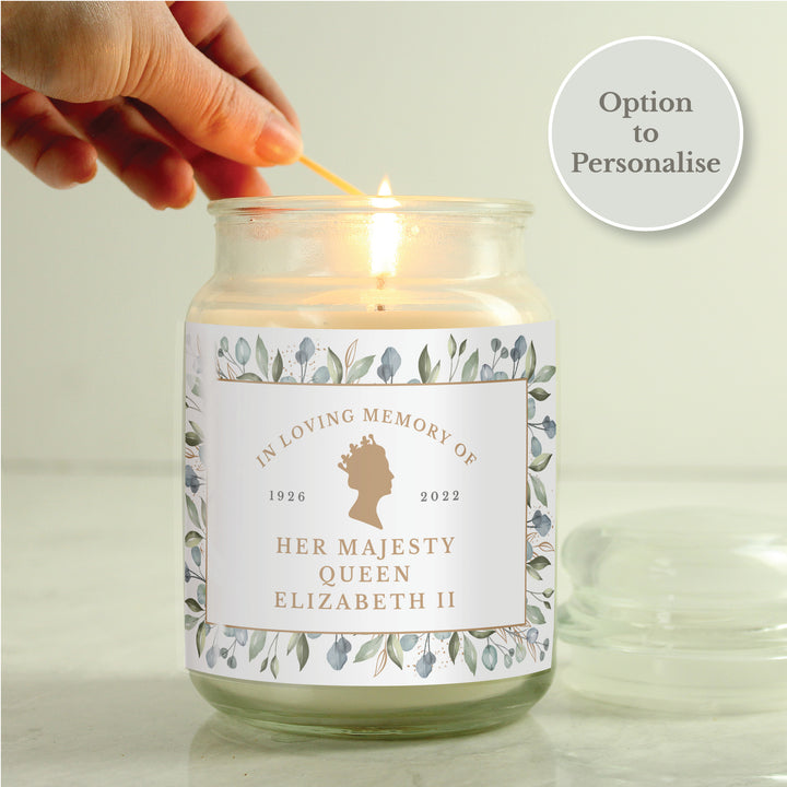 Buy Personalised Queens Commemorative Large Vanilla Scented Candle Jar at www.giftsfinder.co.uk