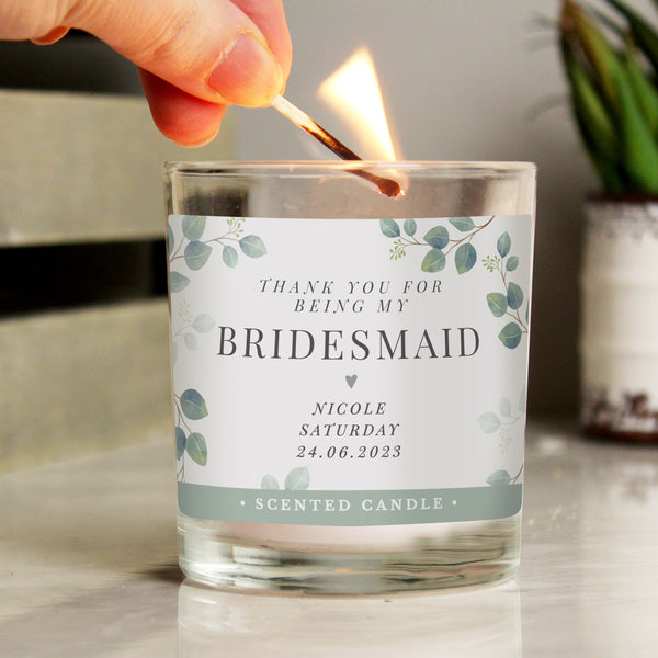 Buy Personalised Botanical Thank You Wedding Party Jar Candle available now at www.giftsfinder.co.uk