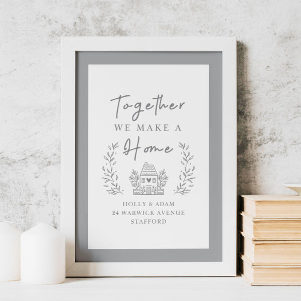 Buy Personalised HOME White A4 Framed Print available now at www.giftsfinder.co.uk