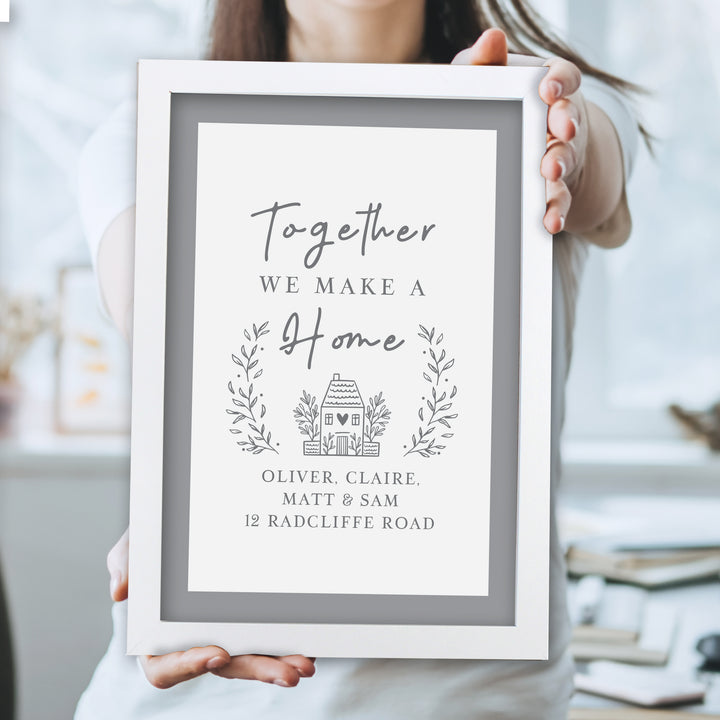 Buy Personalised HOME White A4 Framed Print available now at www.giftsfinder.co.uk