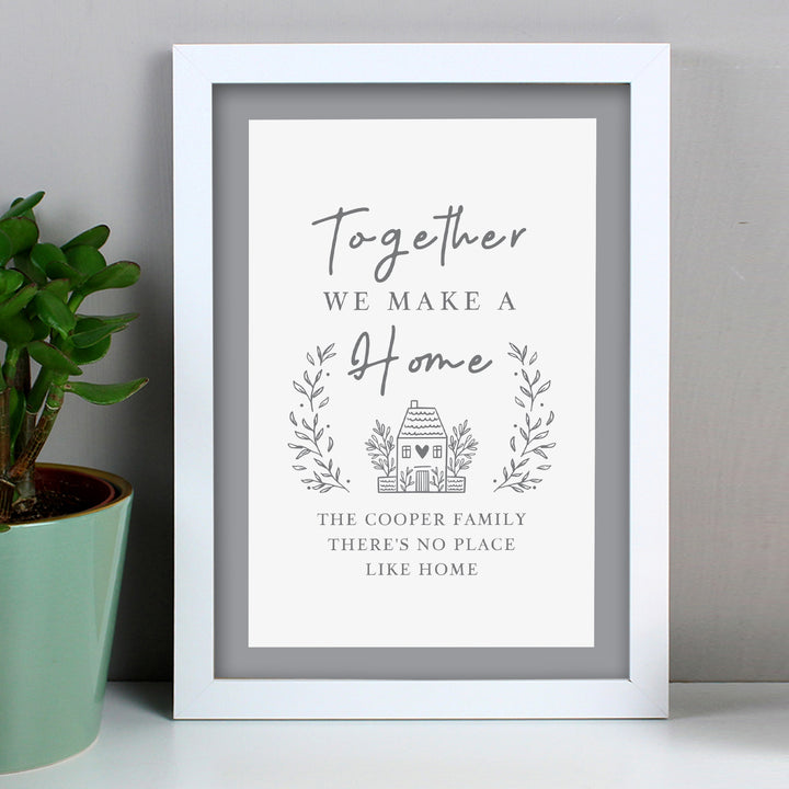 Buy Personalised HOME White A4 Framed Print available now at www.giftsfinder.co.uk