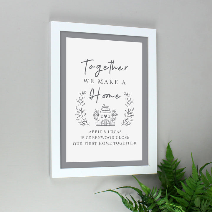 Buy Personalised HOME White A4 Framed Print available now at www.giftsfinder.co.uk