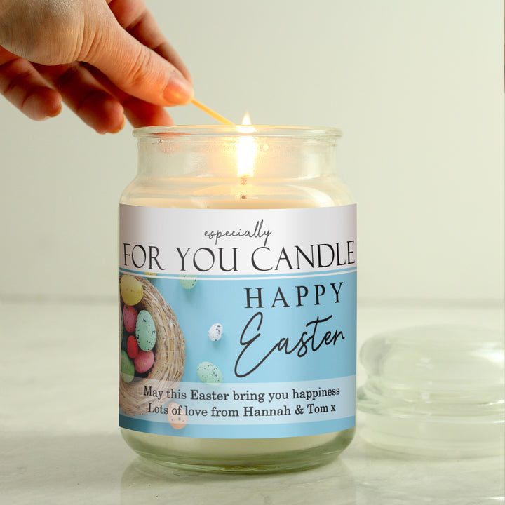 Buy Personalised Especially For You Happy Easter Large Scented Jar Candle available now at www.giftsfinder.co.uk