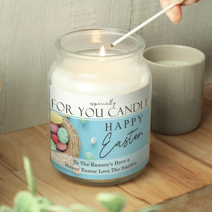 Buy Personalised Especially For You Happy Easter Large Scented Jar Candle available now at www.giftsfinder.co.uk