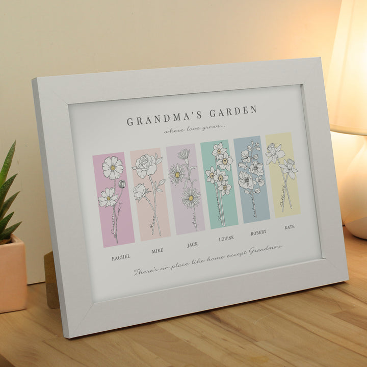 Buy Personalised Flower of the Month Family A4 Framed Print available now at www.giftsfinder.co.uk