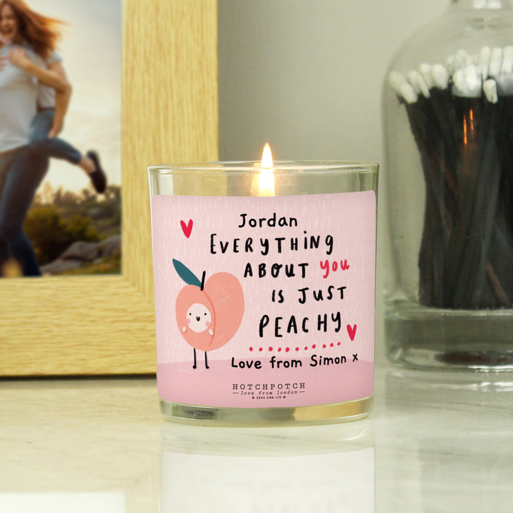 Buy Personalised Peachy Scented Candle Jar at www.giftsfinder.co.uk