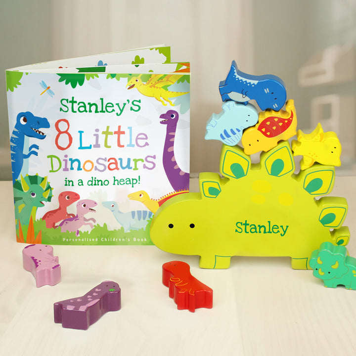 Buy Personalised Dinosaur Book & Stacking Toy available now at www.giftsfinder.co.uk