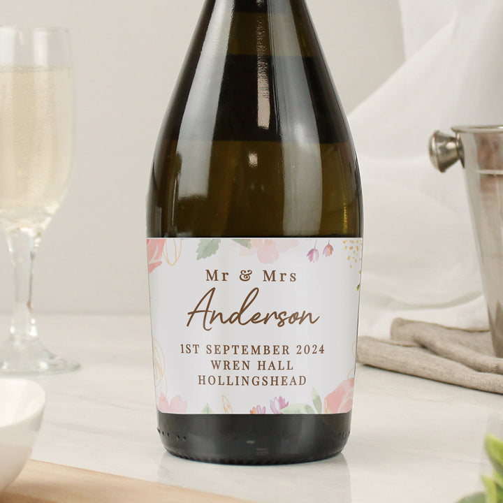 Buy Personalised Floral Watercolour Bottle of Prosecco available now at www.giftsfinder.co.uk