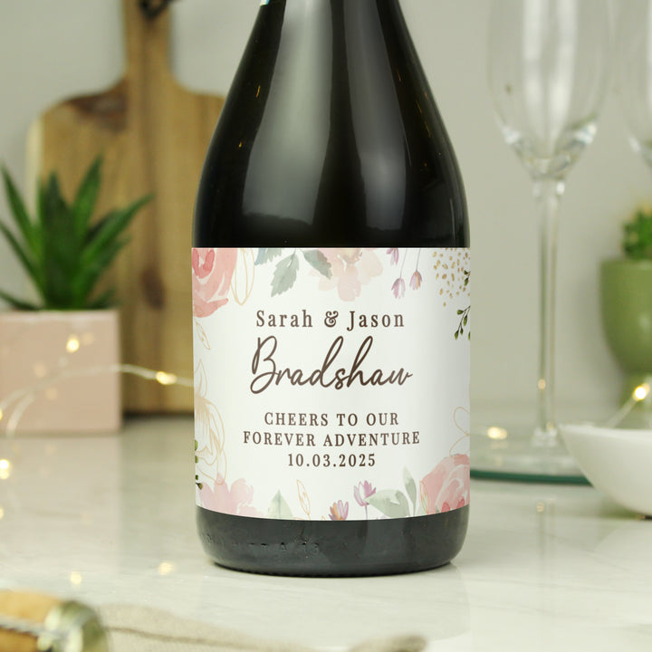 Buy Personalised Floral Watercolour Bottle of Prosecco available now at www.giftsfinder.co.uk