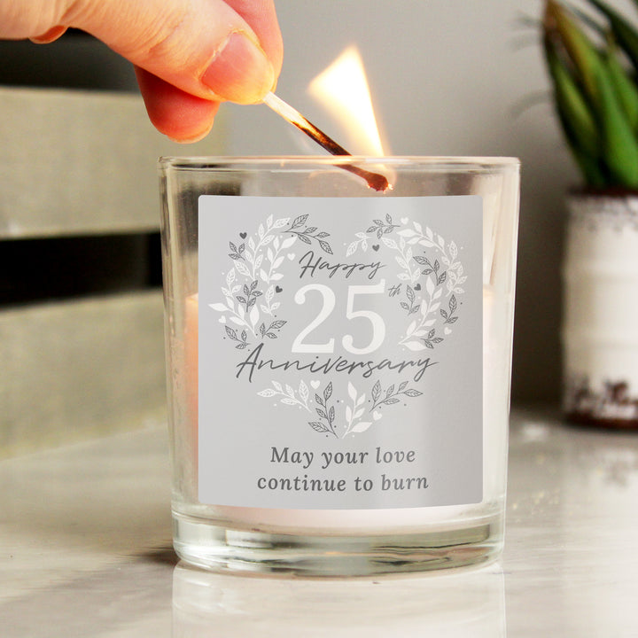 Buy Personalised 25th Silver Wedding Anniversary Candle Jar available now at www.giftsfinder.co.uk