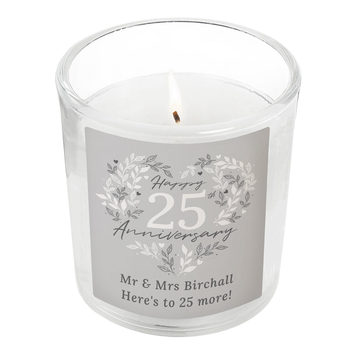 Buy Personalised 25th Silver Wedding Anniversary Candle Jar available now at www.giftsfinder.co.uk