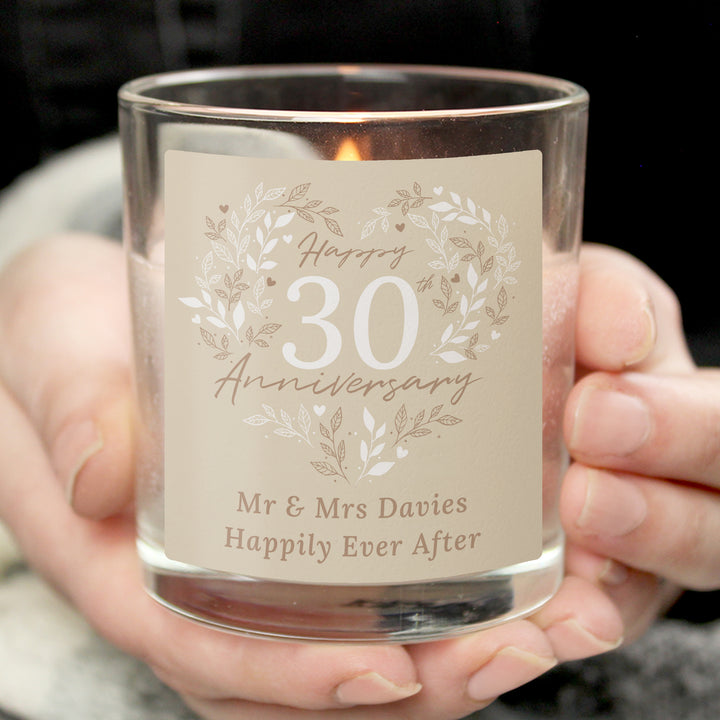 Buy Personalised 30th Pearl Wedding Anniversary Candle Jar available now at www.giftsfinder.co.uk