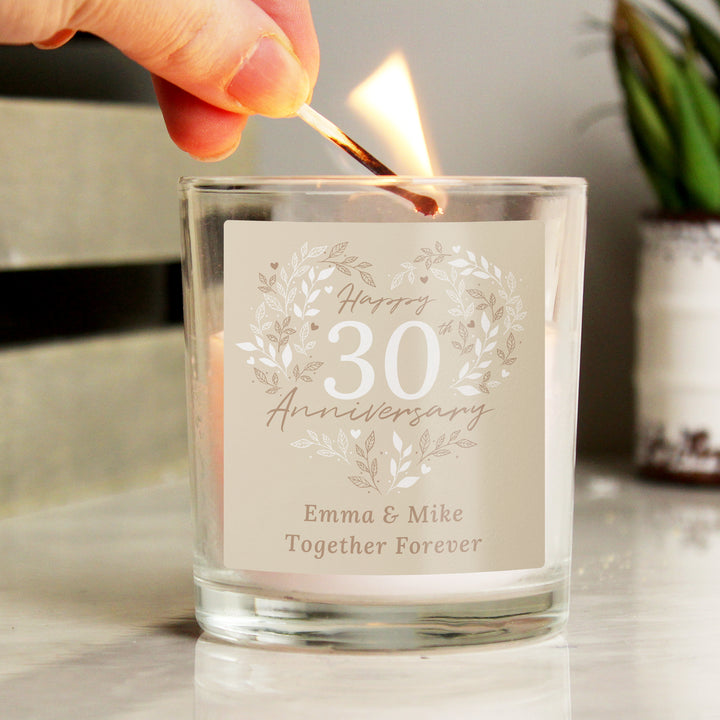 Buy Personalised 30th Pearl Wedding Anniversary Candle Jar available now at www.giftsfinder.co.uk