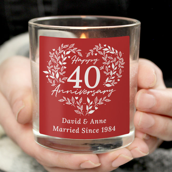 Buy Personalised 40th Ruby Wedding Anniversary Candle Jar available now at www.giftsfinder.co.uk