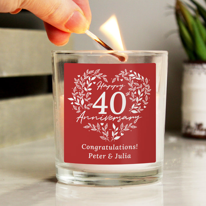 Buy Personalised 40th Ruby Wedding Anniversary Candle Jar available now at www.giftsfinder.co.uk