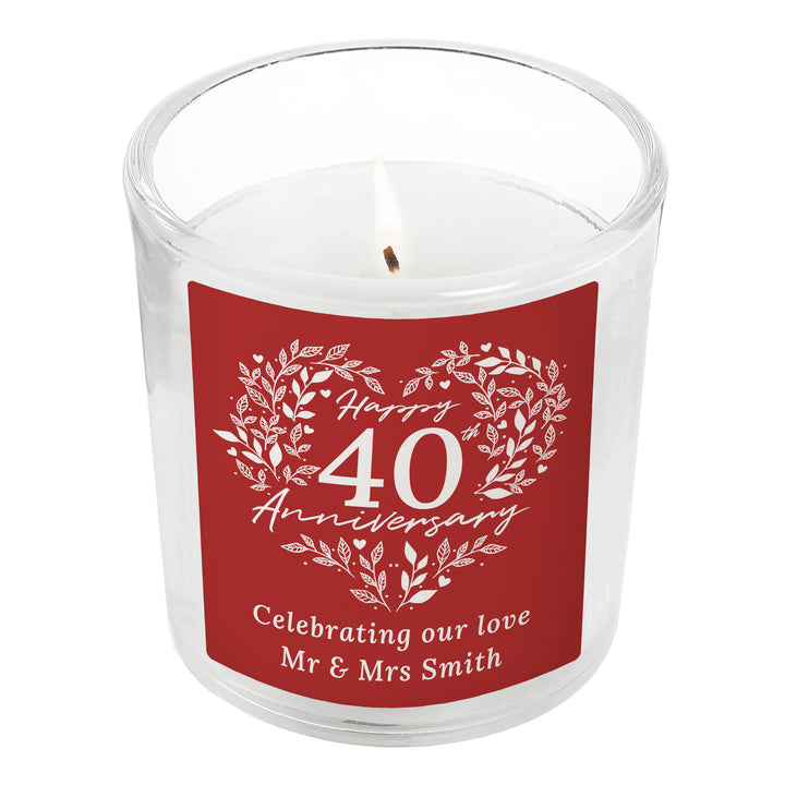 Buy Personalised 40th Ruby Wedding Anniversary Candle Jar available now at www.giftsfinder.co.uk