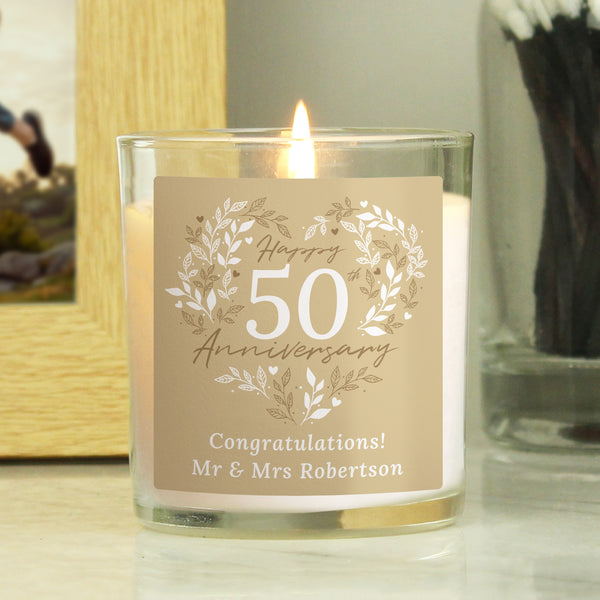 Buy Personalised 50th Golden Wedding Anniversary Candle Jar available now at www.giftsfinder.co.uk