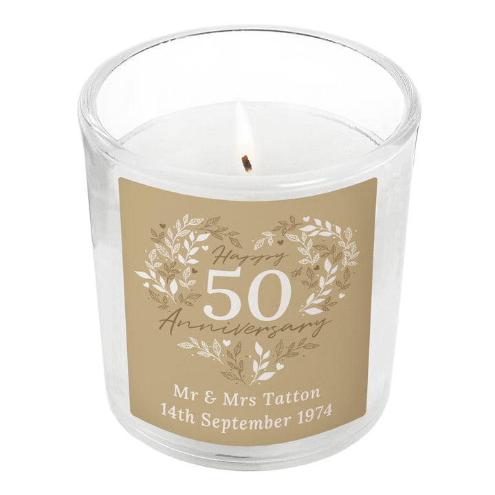 Buy Personalised 50th Golden Wedding Anniversary Candle Jar available now at www.giftsfinder.co.uk