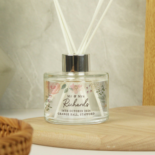 Buy Personalised Floral Watercolour Reed Diffuser available now at www.giftsfinder.co.uk