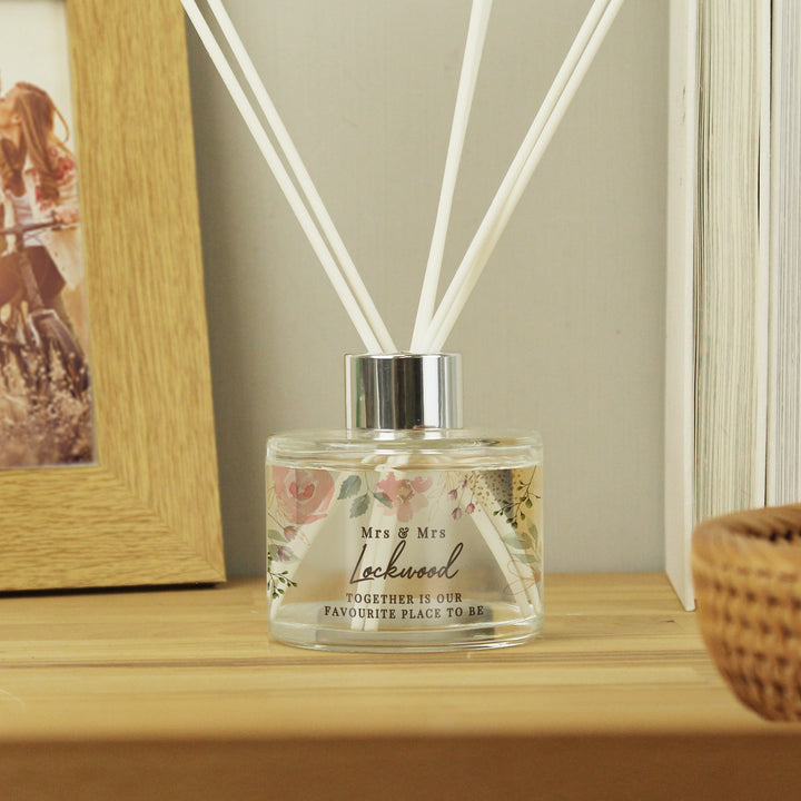 Buy Personalised Floral Watercolour Reed Diffuser available now at www.giftsfinder.co.uk