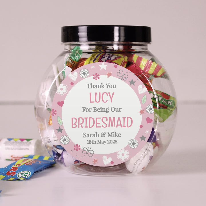 Buy Personalised Bridesmaid Sweet Jar available now at www.giftsfinder.co.uk