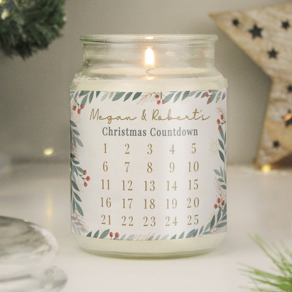 Buy Personalised Countdown Christmas Large Candle Jar available now at www.giftsfinder.co.uk