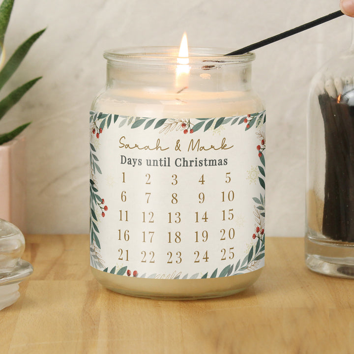 Buy Personalised Countdown Christmas Large Candle Jar available now at www.giftsfinder.co.uk